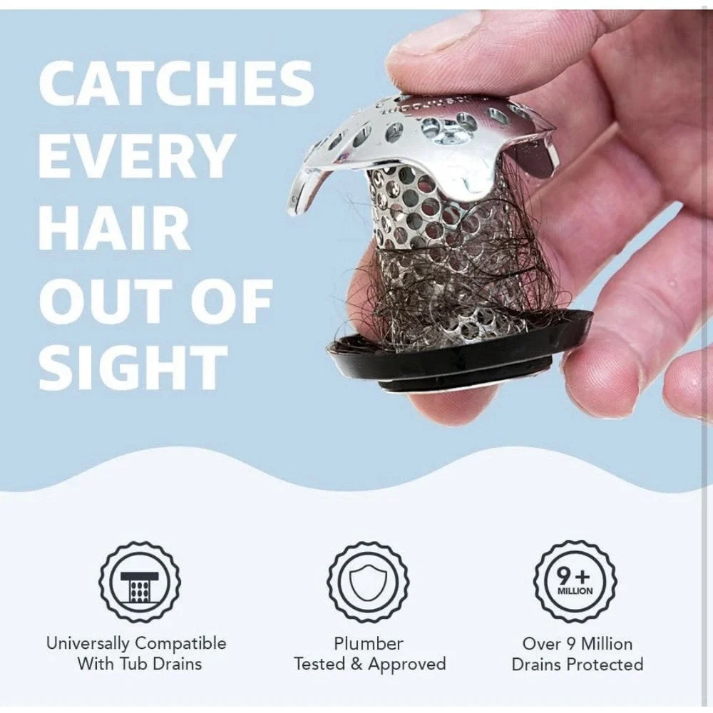 TubShroom Ultra (Stainless) Strainer Plus StopShroom® Plug‎ Combo for Tub Drains